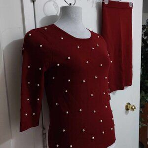Brian Bailey Pearl Embellished Sweater ( S) and Skirt (xs)